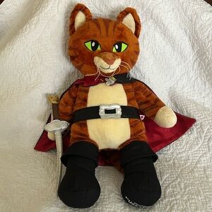 Build a Bear Workshop Puss in Boots Last Wish W/ Sound Box Cape Sword Plush Cat